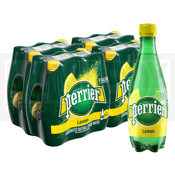 Perrier Sparkling Mineral Water - Lemon 500ml x 24 Bottles